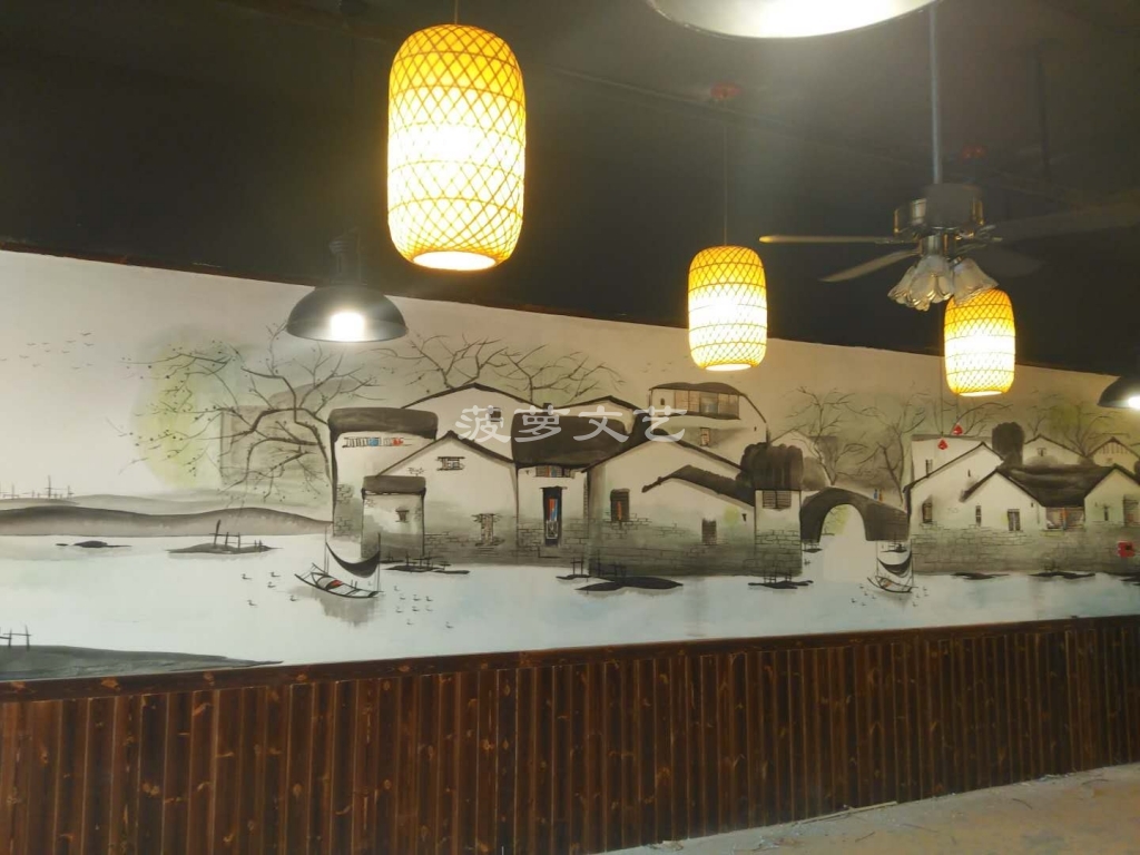 墙绘-江阴长寿中式餐厅 (2)