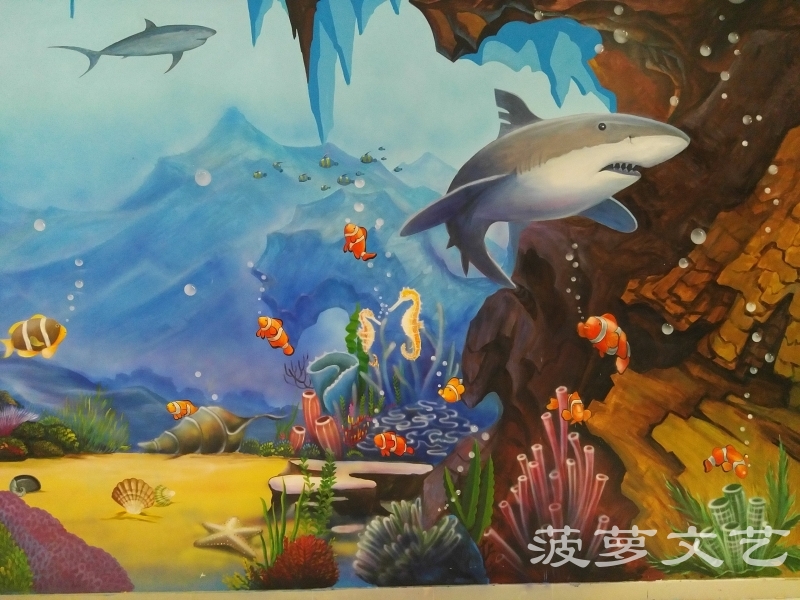 无锡墙绘-菠萝文艺-胜利门海底世界-8